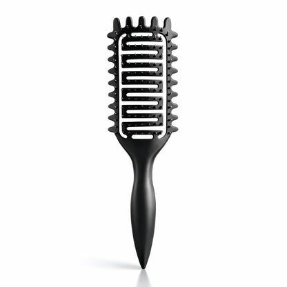 Curl Defining Brush for Curly Hair, Vented Detangling Hair Brush for Wet and Dry Styling, Curved Brush for Shaping and Smoothing Curl Clumps, Lightweight Hair Brush （Beige）