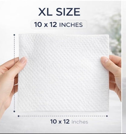 Clean Skin Towels Disposable Face Towels XL 50 Count, 10 x 12 Inch Extra Large, Ultra Soft Plant Based Facial Towels for Makeup Removal & Face Drying