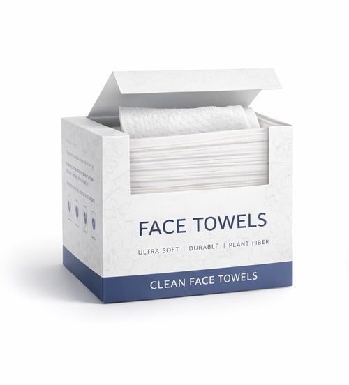 Clean Skin Towels Disposable Face Towels XL 50 Count, 10 x 12 Inch Extra Large, Ultra Soft Plant Based Facial Towels for Makeup Removal & Face Drying