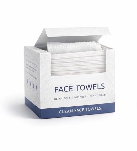 Clean Skin Towels Disposable Face Towels XL 50 Count, 10 x 12 Inch Extra Large, Ultra Soft Plant Based Facial Towels for Makeup Removal & Face Drying