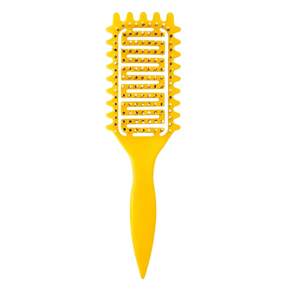 Curl Defining Brush for Curly Hair, Vented Detangling Hair Brush for Wet and Dry Styling, Curved Brush for Shaping and Smoothing Curl Clumps, Lightweight Hair Brush （Beige）