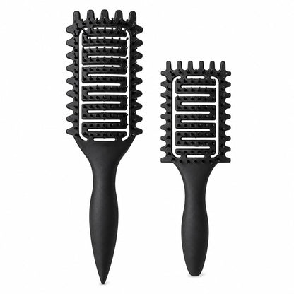 Curl Defining Brush for Curly Hair, Vented Detangling Hair Brush for Wet and Dry Styling, Curved Brush for Shaping and Smoothing Curl Clumps, Lightweight Hair Brush （Beige）