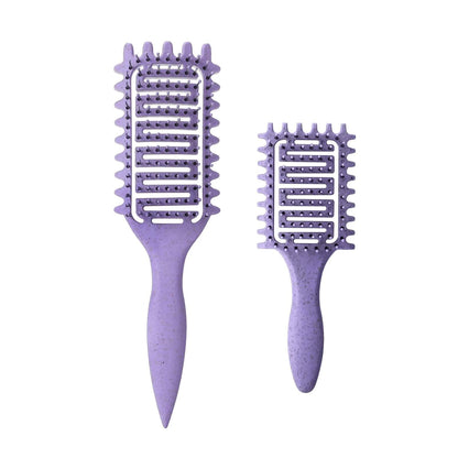 Curl Defining Brush for Curly Hair, Vented Detangling Hair Brush for Wet and Dry Styling, Curved Brush for Shaping and Smoothing Curl Clumps, Lightweight Hair Brush （Beige）