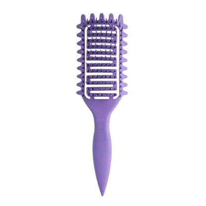 Curl Defining Brush for Curly Hair, Vented Detangling Hair Brush for Wet and Dry Styling, Curved Brush for Shaping and Smoothing Curl Clumps, Lightweight Hair Brush （Beige）