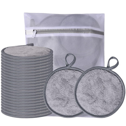 Large Reusable Makeup Remover Pads for Face, Soft Microfiber Makeup Remover Cloths Washable, Premiun 5 INCH Face Cleaning Pad with Laundry Bag, 12 Pack Grey