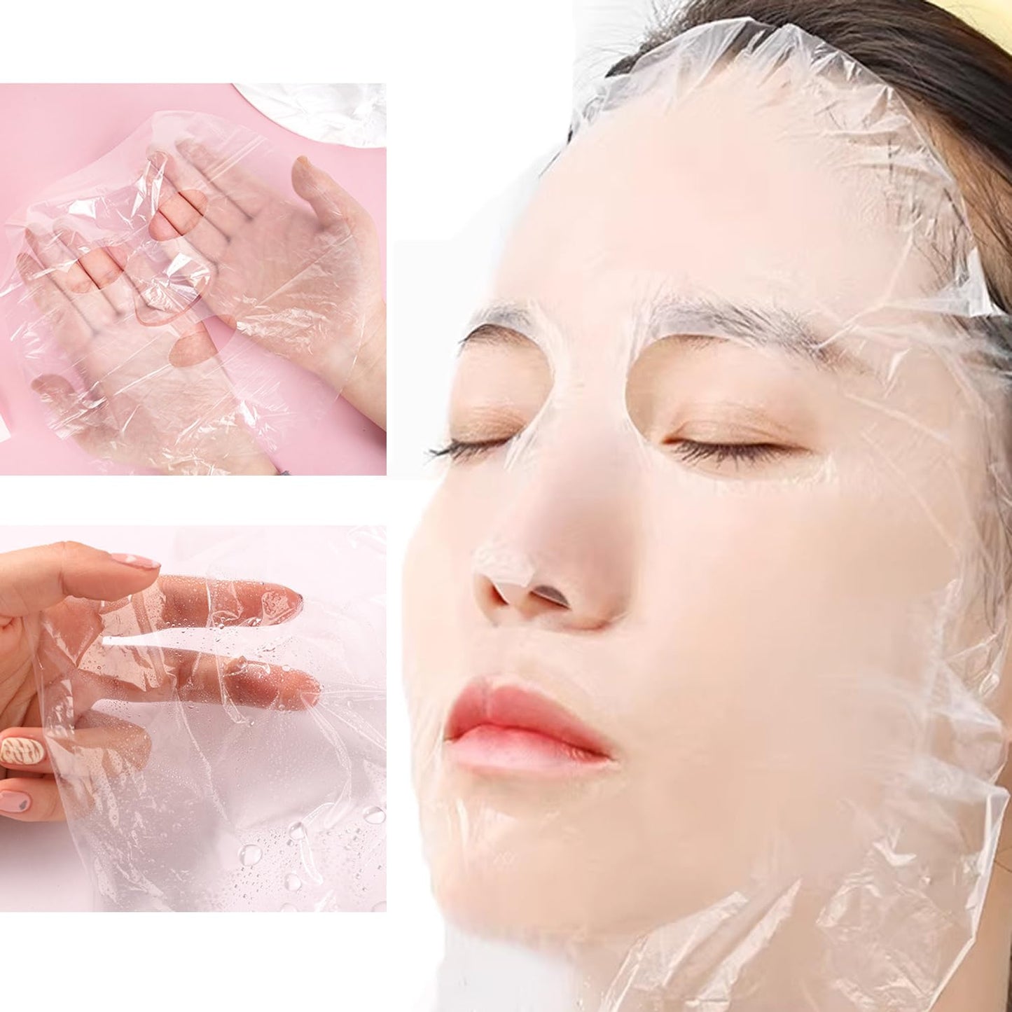 400 Pack Plastic Facial Mask Disposable Sheet Mask Wrap Face Moisturizer Mask DIY Forehead Wrinkle Patches for Clay Face Creams Mud Mask Collagen Moisturizing Cream Night Lotion Absorbing
