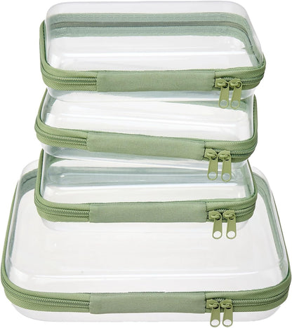 4 pcs Clear Zipper Pouches,Hard Shell Zipper Case, Toiletry Bag for Travel, CLear Diaper Bag, Toiletry Pouch, Travel Organizer, Cosmetic Bag,Toy Storage Bins (M+3S)