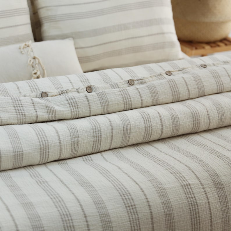 Organic Muslin Duvet Cover: Boho Gauze Bed Linen, King Size