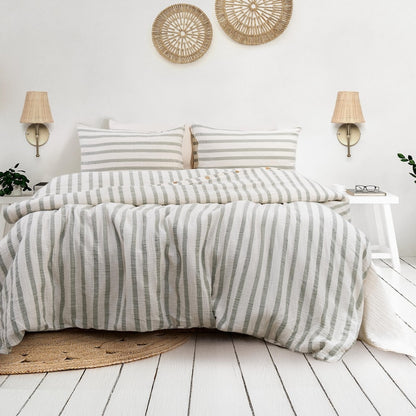 Organic Muslin Duvet Cover: Boho Gauze Bed Linen, King Size