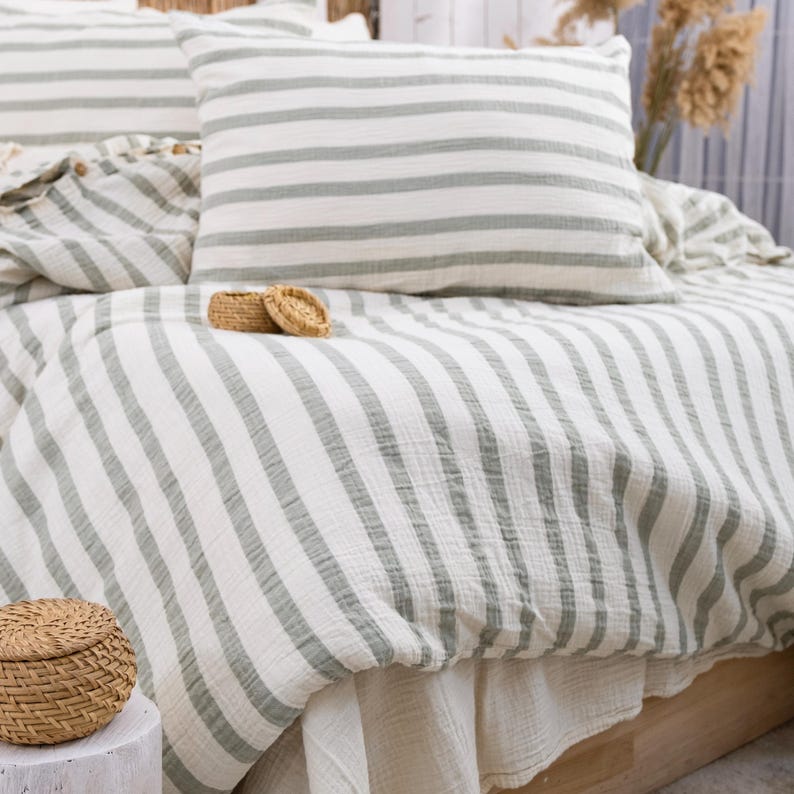 Organic Muslin Duvet Cover: Boho Gauze Bed Linen, King Size
