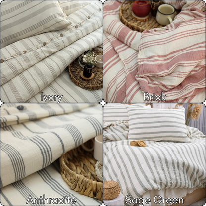 Organic Muslin Duvet Cover: Boho Gauze Bed Linen, King Size