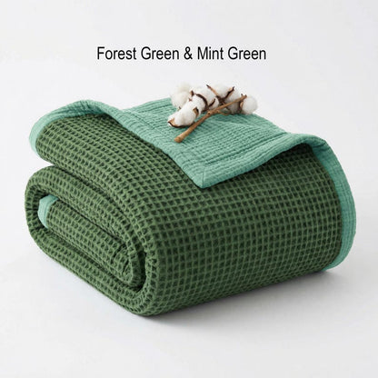 Organic Cotton 8-Layer Waffle & Muslin Blanket – Custom Sizes Available – Waffle Top with Muslin Base – Baby to California King