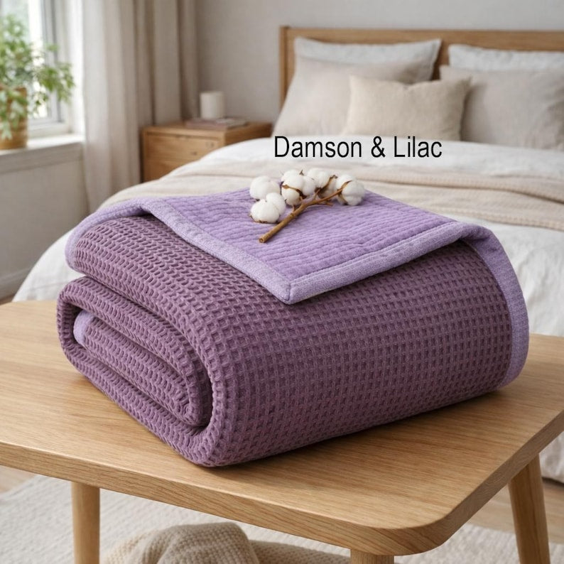 Organic Cotton 8-Layer Waffle & Muslin Blanket – Custom Sizes Available – Waffle Top with Muslin Base – Baby to California King