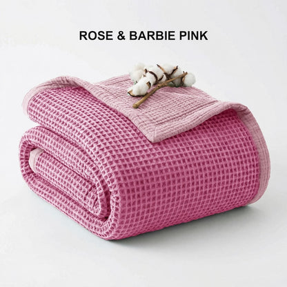 Organic Cotton 8-Layer Waffle & Muslin Blanket – Custom Sizes Available – Waffle Top with Muslin Base – Baby to California King
