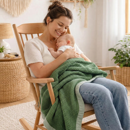 Organic Cotton 8-Layer Waffle & Muslin Blanket – Custom Sizes Available – Waffle Top with Muslin Base – Baby to California King