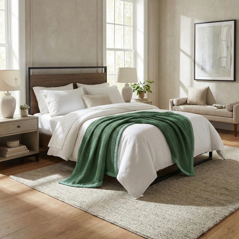 Organic Cotton 8-Layer Waffle & Muslin Blanket – Custom Sizes Available – Waffle Top with Muslin Base – Baby to California King
