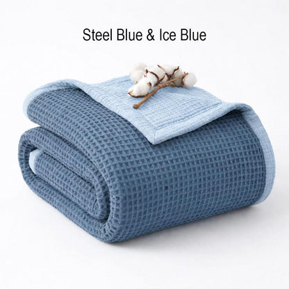 Organic Cotton 8-Layer Waffle & Muslin Blanket – Custom Sizes Available – Waffle Top with Muslin Base – Baby to California King