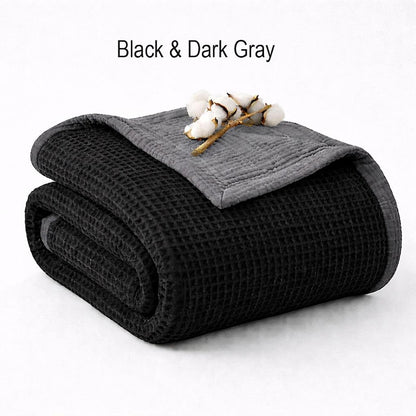 Organic Cotton 8-Layer Waffle & Muslin Blanket – Custom Sizes Available – Waffle Top with Muslin Base – Baby to California King