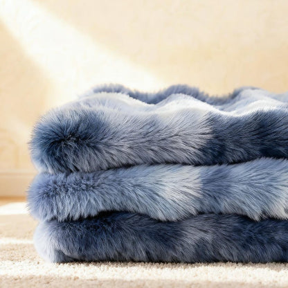 Luxurious Faux Rabbit Fur Bubble Throw Blanket 50"x60" Gift Packaging
