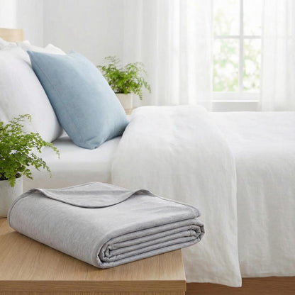 ULTRA SILKY-SOFT Cooling Blanket, Ultra Soft Summer Throw Blanket, Blue or Gray, Breathable Cotton Back, For Hot Sleeper, Gift For Father