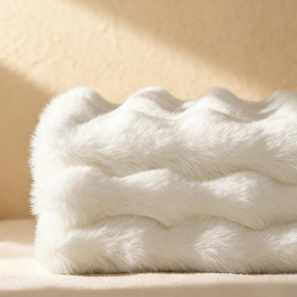 Luxurious Faux Rabbit Fur Bubble Throw Blanket 50"x60" Gift Packaging