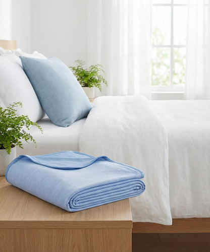 ULTRA SILKY-SOFT Cooling Blanket, Ultra Soft Summer Throw Blanket, Blue or Gray, Breathable Cotton Back, For Hot Sleeper, Gift For Father