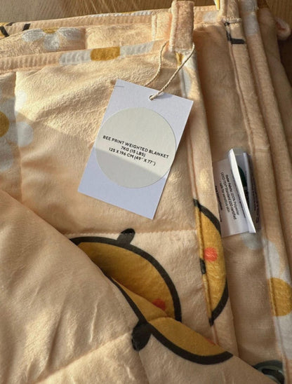 Ultra Plush Bee Print Weighted Blanket | Calming Anxiety Blanket | Deep Pressure | Zzzoodles