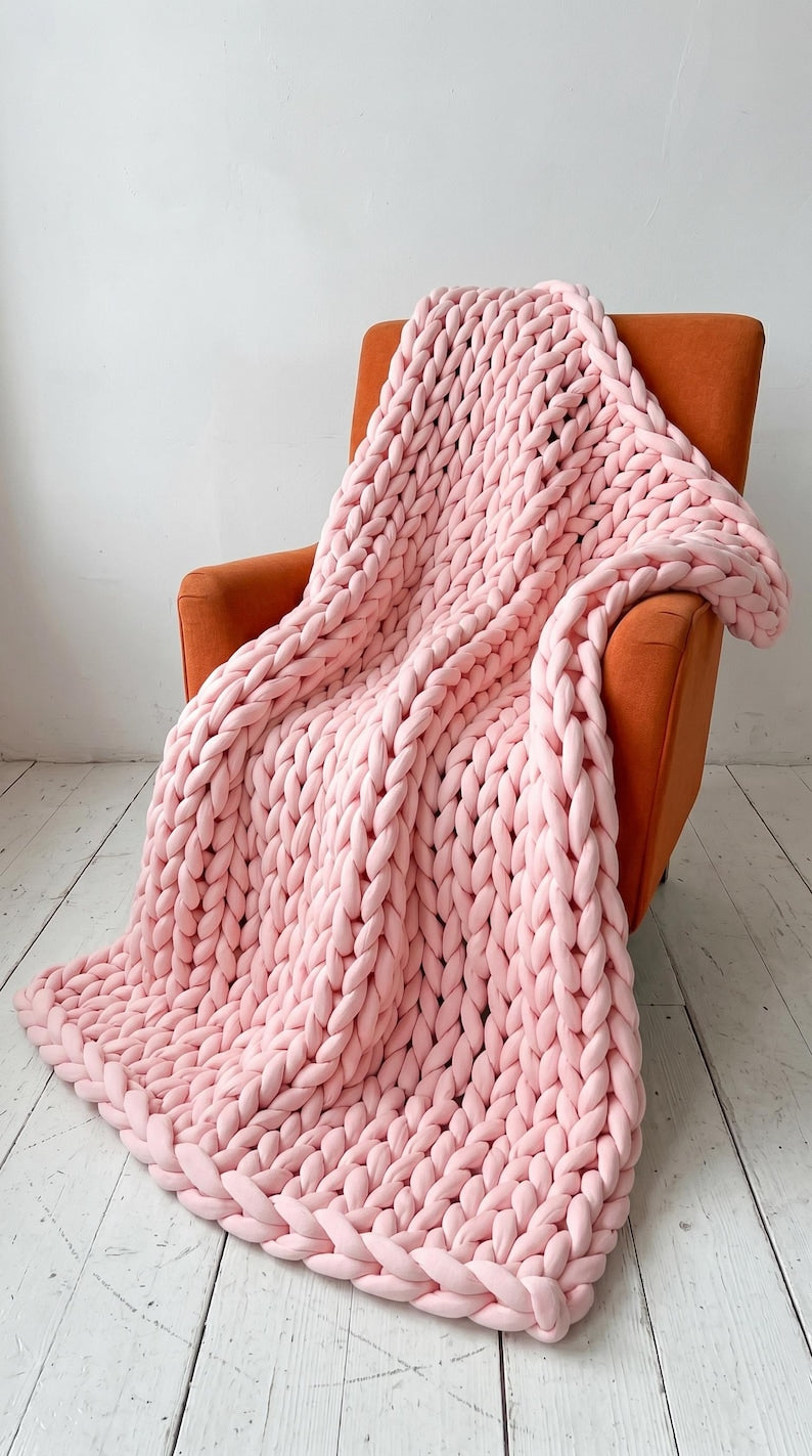 Chunky Cotton Weighted Knit Blanket – Cozy Anxiety Relief Throw, Custom Handmade Gift for Relaxation & Home Comfort
