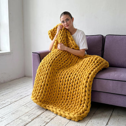 Chunky Cotton Weighted Knit Blanket – Cozy Anxiety Relief Throw, Custom Handmade Gift for Relaxation & Home Comfort