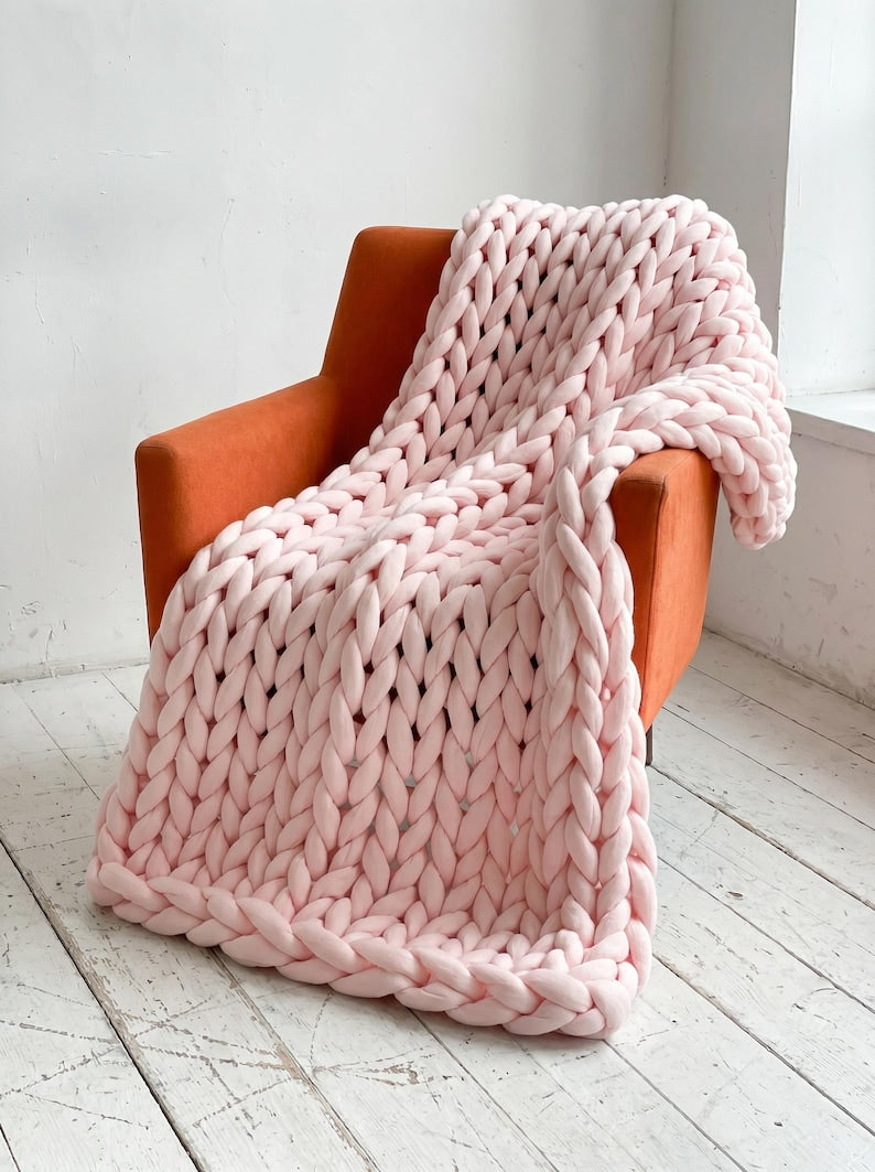Chunky Cotton Weighted Knit Blanket – Cozy Anxiety Relief Throw, Custom Handmade Gift for Relaxation & Home Comfort